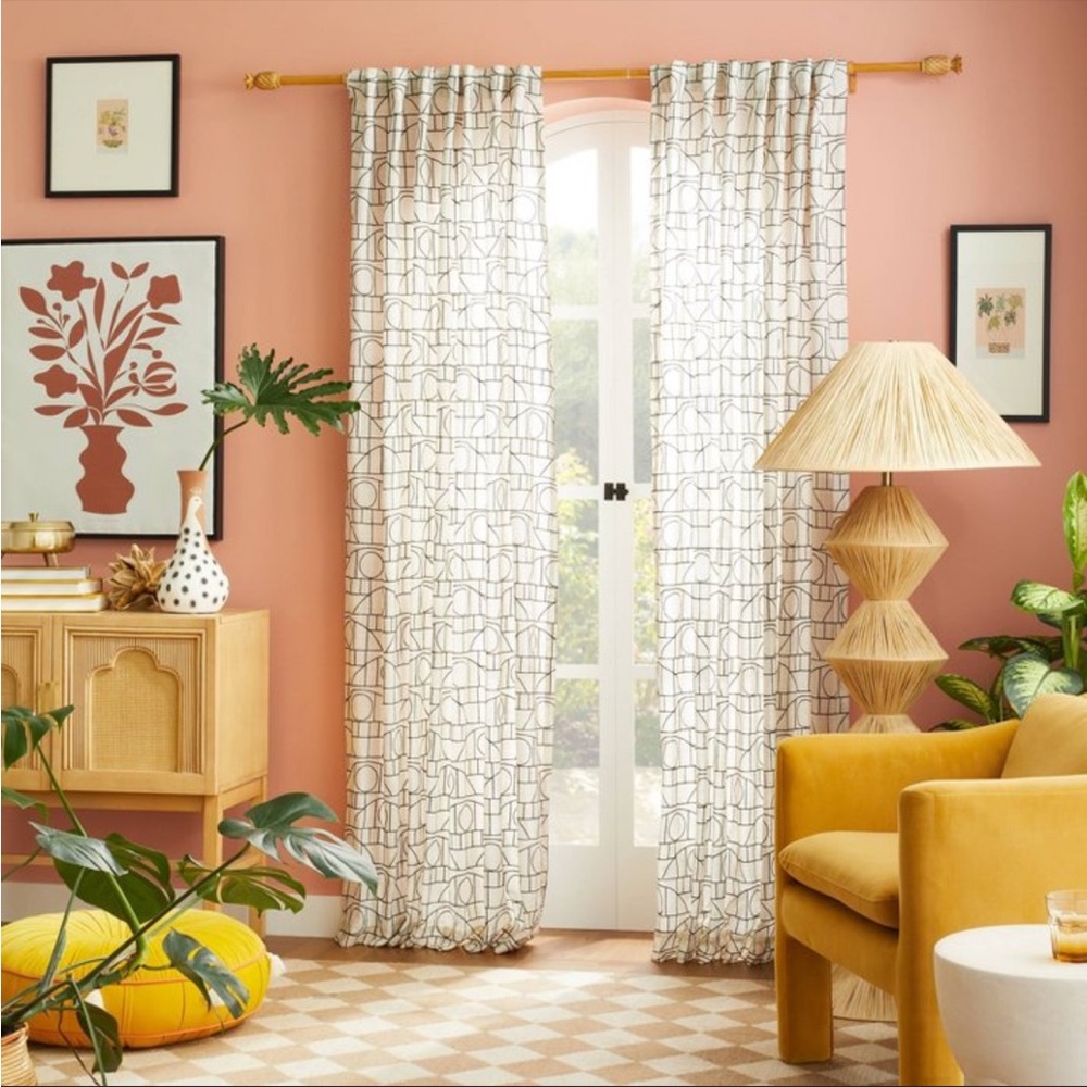Opalhouse Bridges Pair of Light Filtering Embroidered Window Curtains NWT